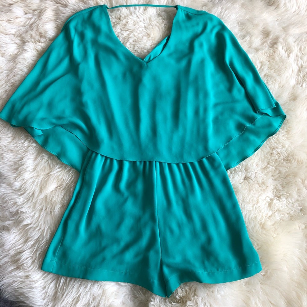 BCBGMAXAZRIA Carie Overlay Romper
